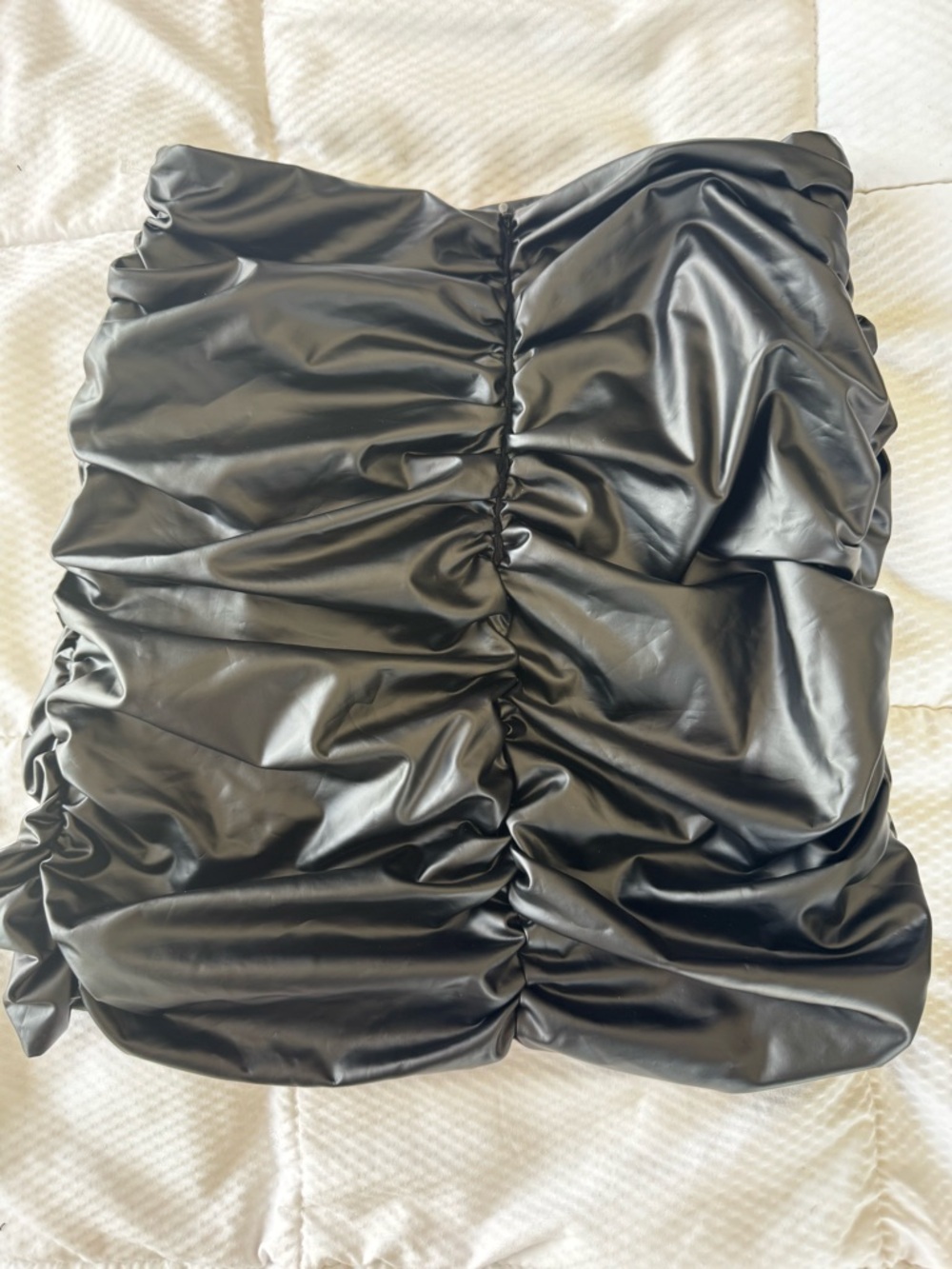 Fashion Nova Black Faux Leather Ruched Mini Skirt - Picture 4 of 5
